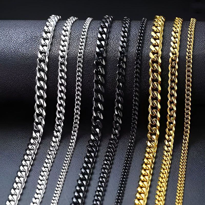 Stainless Steel Six-Sided Polished Necklace Chain